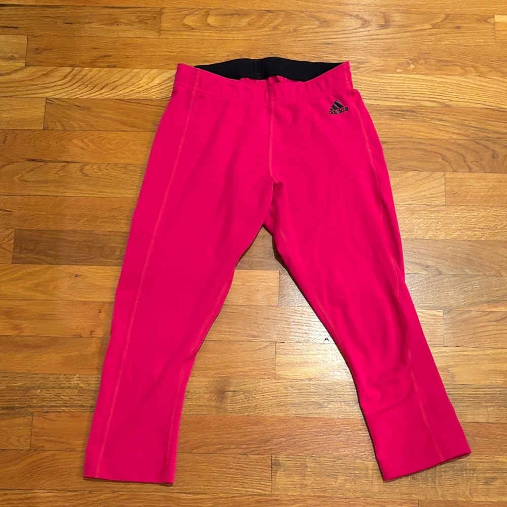 Adidas Women's Bright Pink Cropped Workout Leggings